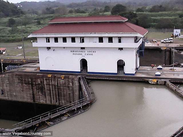 Miraflores Locks:
The Panama Canal is the 77 km ship canal in Panama that connects the Atlantic Ocean (via the Caribbean Sea) to the Pacific Ocean. France started the canal in 1881. The United States then took over the project in 1904, and took a decade to complete it. It was officially opened on August 15, 1914 
